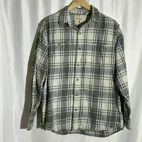 RED HEAD Men's Size L Collar Button Down Long Sleeve Flannel Shirt 100% Cotton - Picture 1 of 8